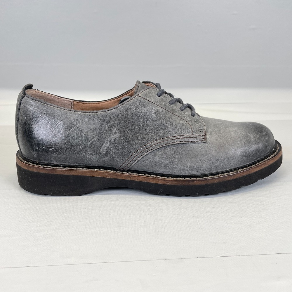 Taos Work It Oxford Dress Shoes Womens Size 7 Gray Leather Casual Lace Up Loafer